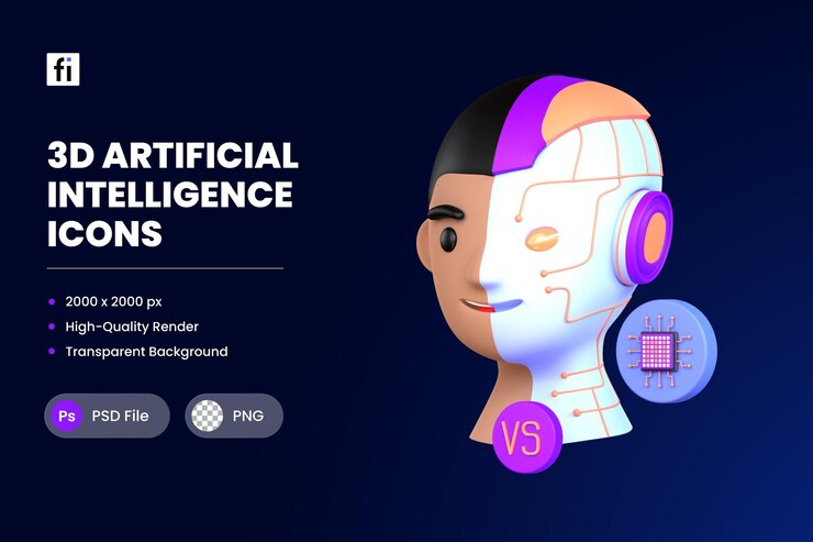 PSD 3d ikona ilustrace lidský robot ai