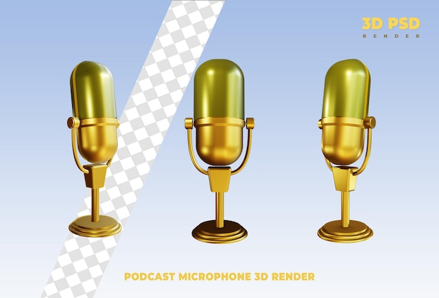 3D ikona mikrofonu pro podcast, izolovaná