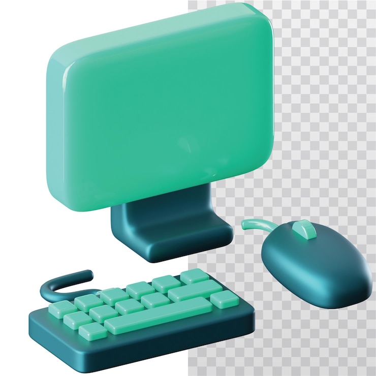 PSD 3d-ikonen auf desktop-computer-illustrationen