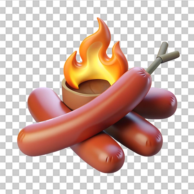 3D-Ikonen für gegrillte Würstchen
