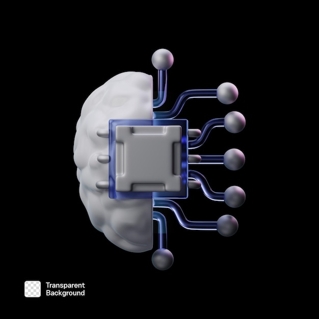 3D-Ikonen für künstliche Intelligenz PNG-Vorlage