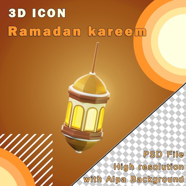 3d-ikonen-lampe ramadan aus drei blickwinkeln auf transparentem hintergrund