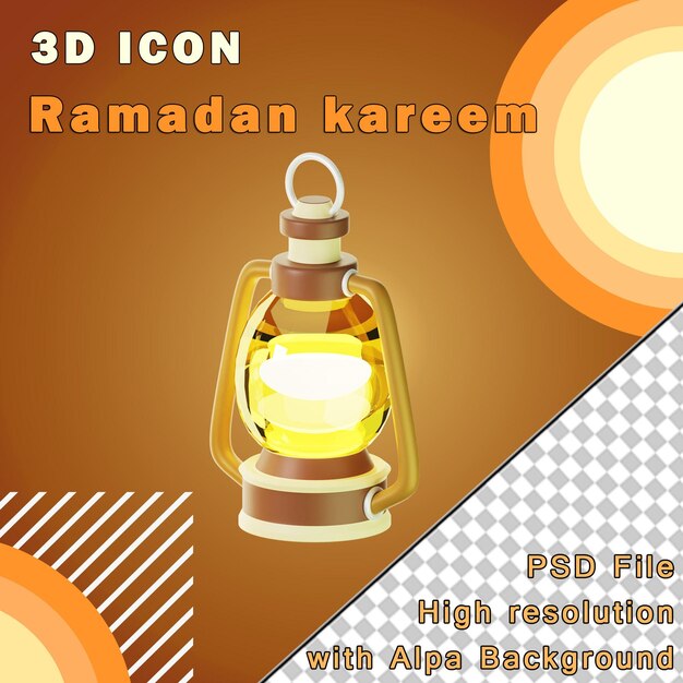 PSD 3d-ikonen-lampe ramadan aus drei blickwinkeln auf transparentem hintergrund