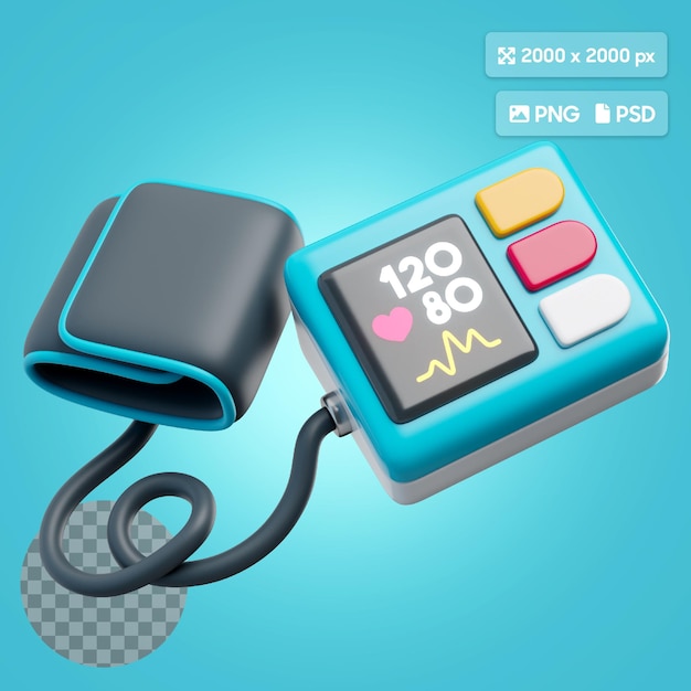 3D-Ikonillustration des medizinischen Amp Healthcare Sphygmomanometers