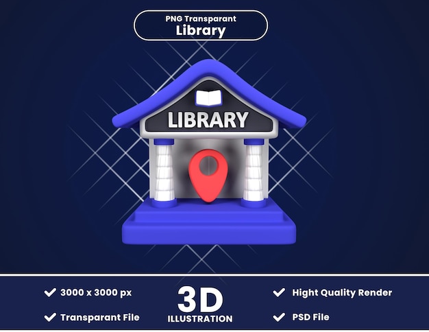 PSD 3d illación de la ubicación de la biblioteca