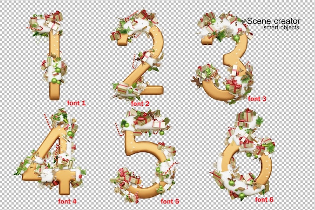 PSD 3d illustration alphabet jour de noël