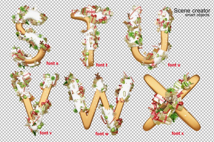 PSD 3d illustration alphabet weihnachtstag