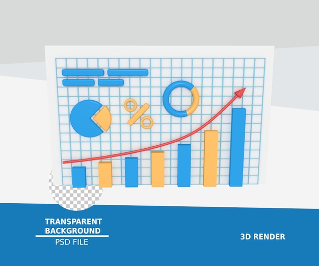 PSD 3d illustration de l'analyse des données d'entreprise