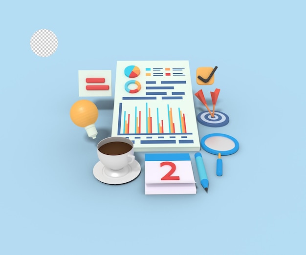 3d illustration de l'analyse des données d'entreprise