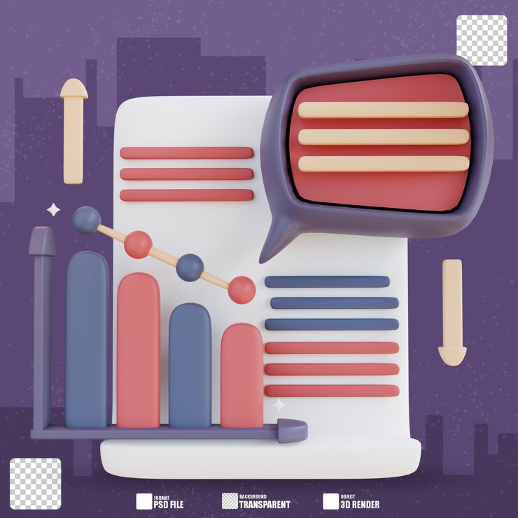 PSD 3d illustration analysis graphic chat document 2