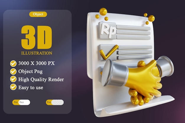 3D illustration approval document 3