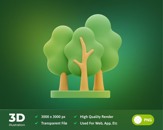 3d Illustration arbres énergie renouvelable