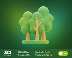 PSD 3d illustration arbres énergie renouvelable