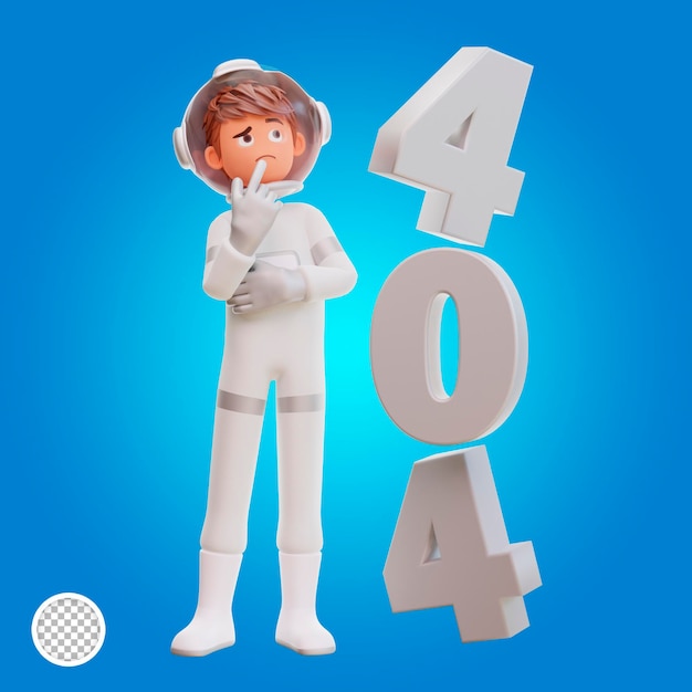 3d-illustration astronaut mit 404-fehler