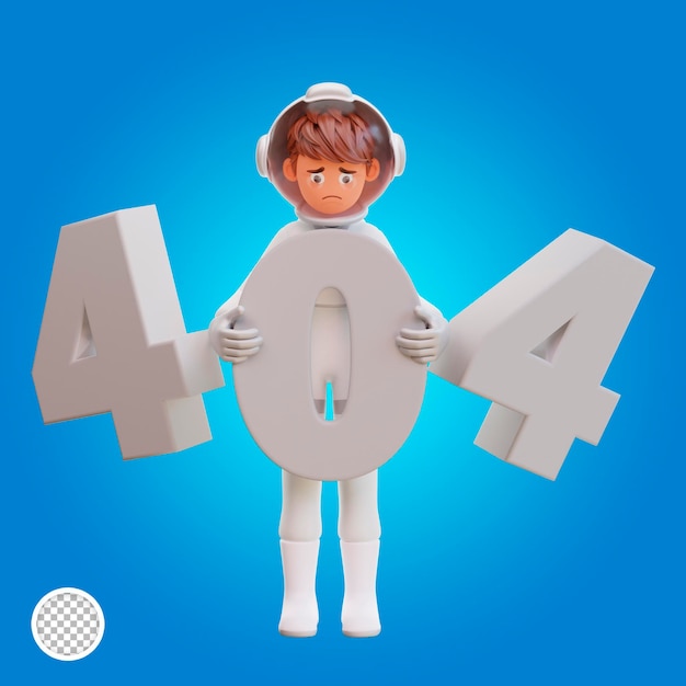 3d-illustration astronaut mit 404-fehler