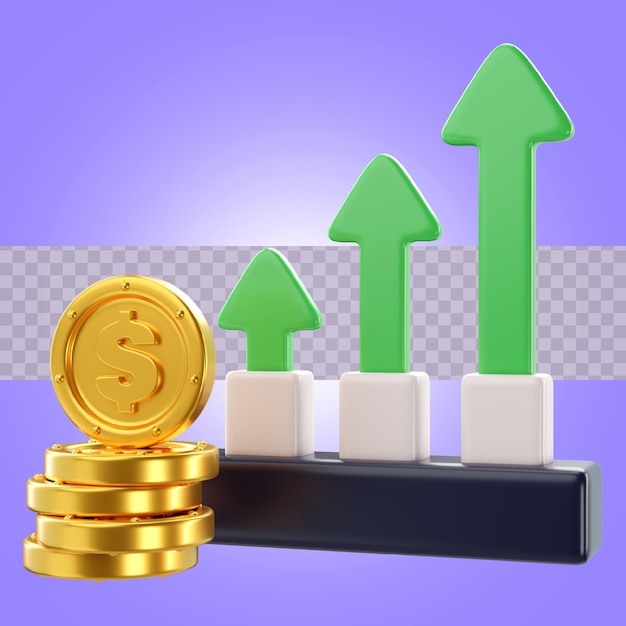 3d, illustration, augmenter, profit