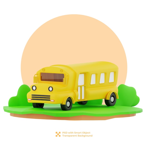 PSD 3d illustration d'un autobus scolaire jaune