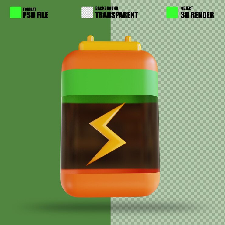 PSD 3d illustration battery suitable ecology 2