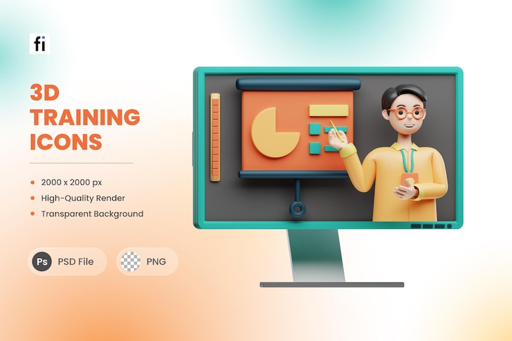 PSD 3d-illustration berufsausbildung interaktive ausbildung