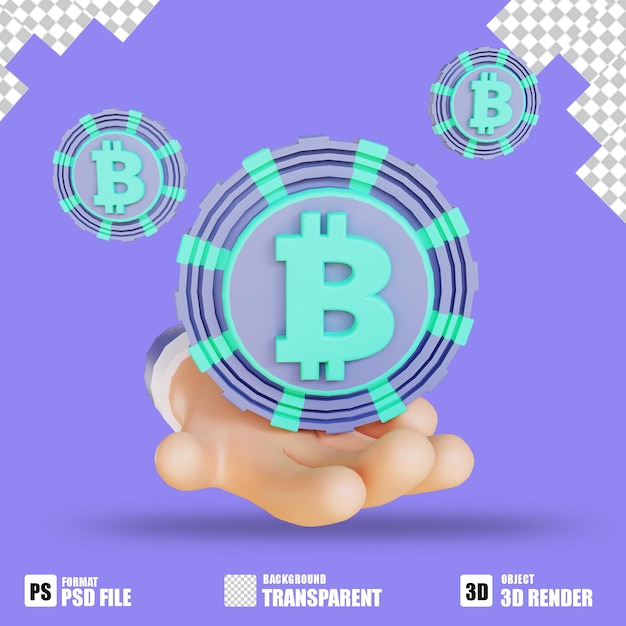3d illustration bitcoin and hand 8 suitable for cryptocurrency