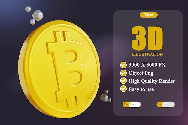 3D-Illustration Bitcoin-Kryptowährung 2