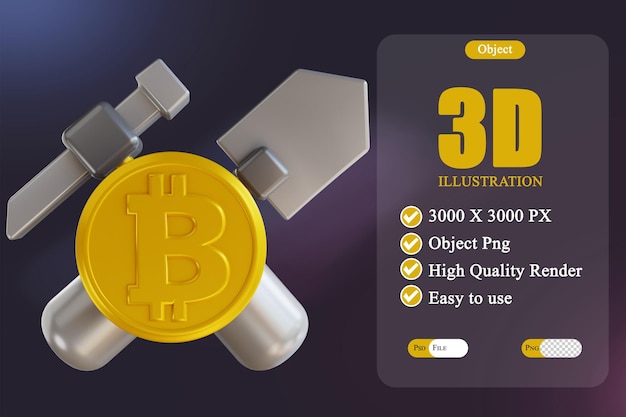 PSD 3d-illustration bitcoin-mining 6