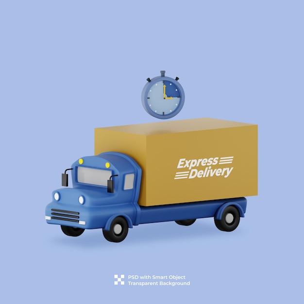 3d illustration d'une boîte de camion bleu
