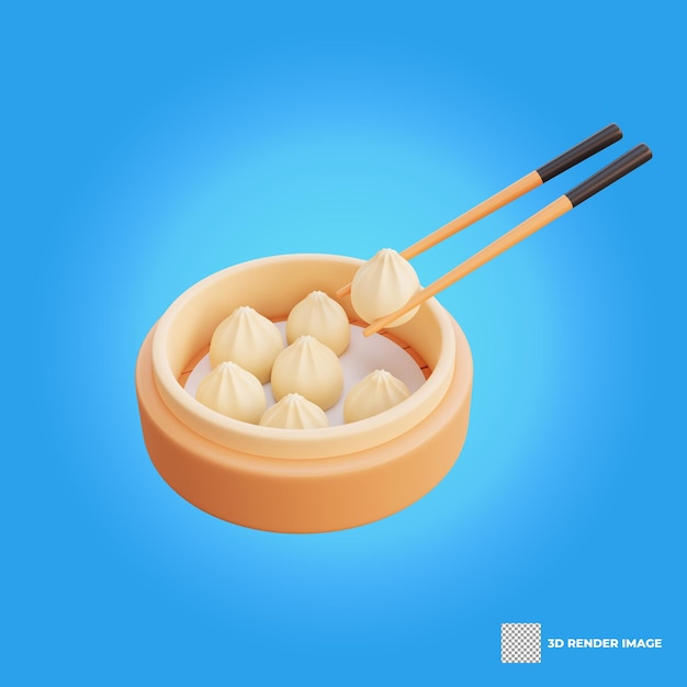 3d illustration de boulette de nourriture asiatique