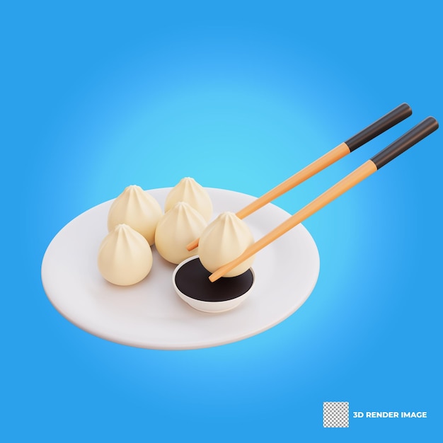 PSD 3d illustration de boulette de nourriture asiatique