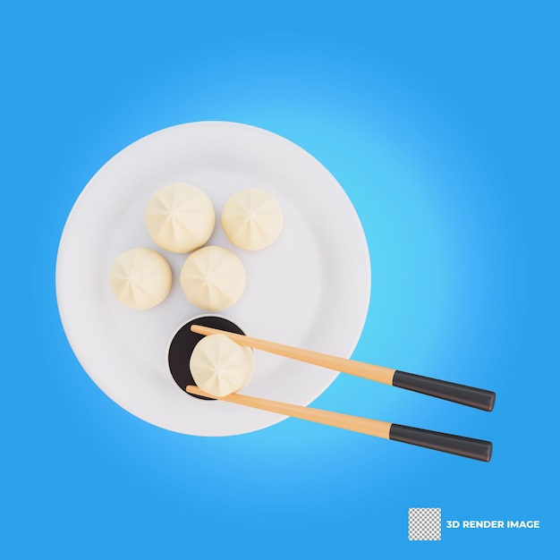 3d Illustration De Boulette De Nourriture Asiatique