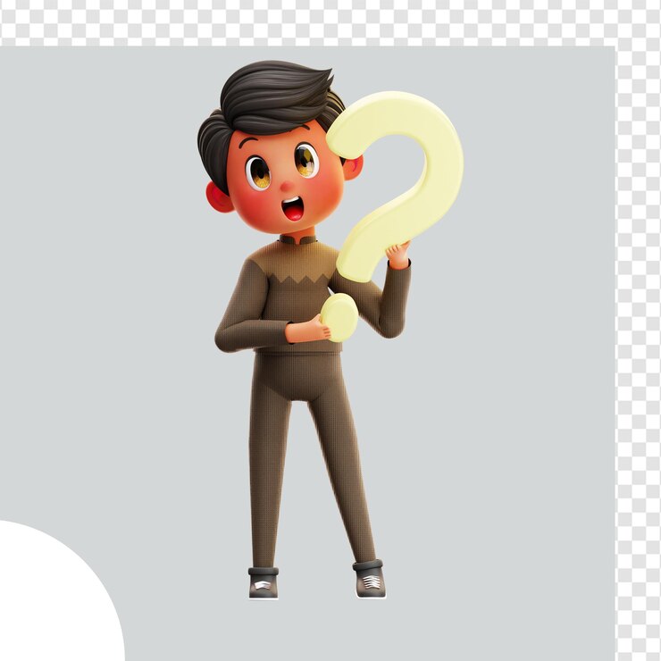 3d illustration Boy Asking Questions