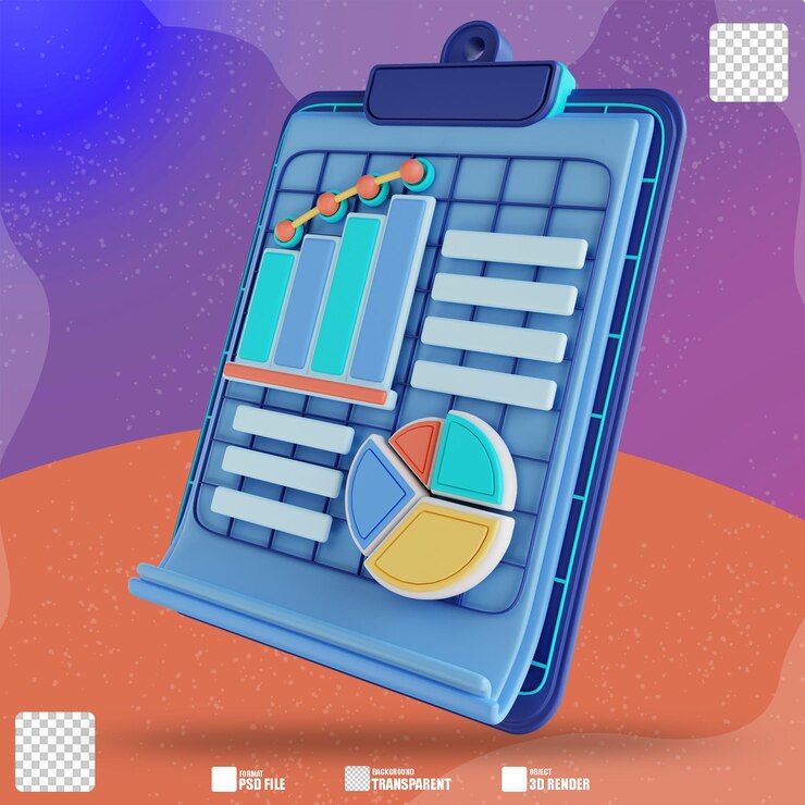 PSD 3d illustration business data reports 2