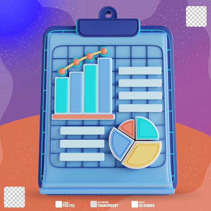 PSD 3d illustration business data reports 3