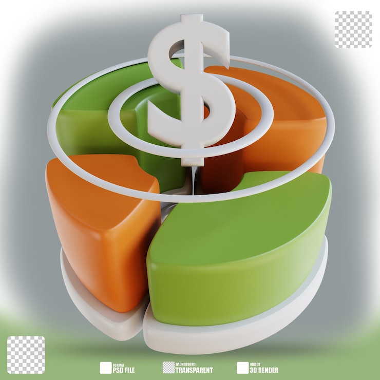 PSD 3d illustration business pie chart 4