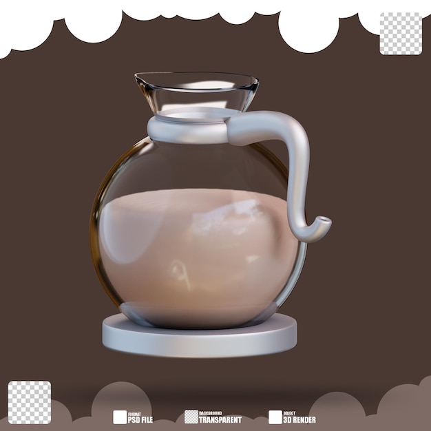 PSD 3d, illustration, cafetière, 2