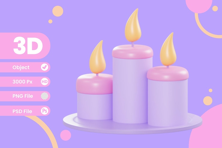 PSD 3d illustration candle spa object