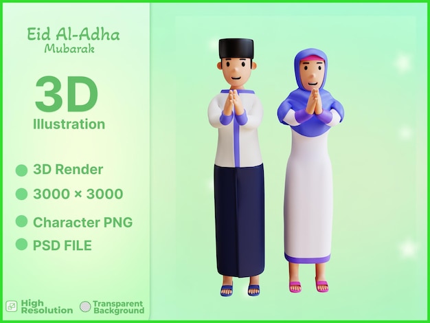 3d illustration caractère musulman Eid alAdha