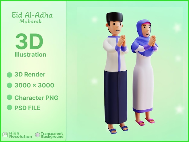 3d illustration caractère musulman Eid alAdha