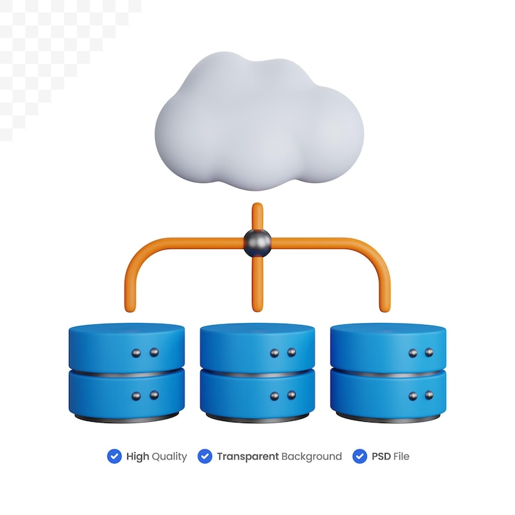 PSD 3d illustration cloud database