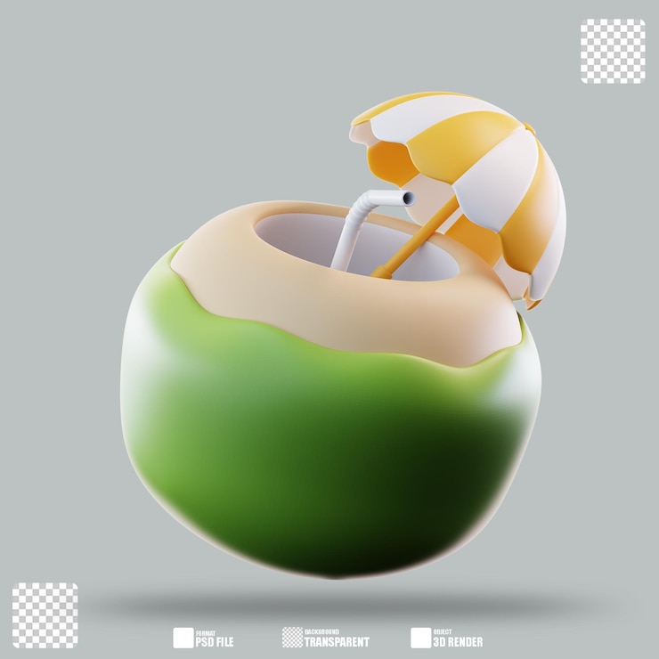 PSD 3d illustration coconut drink 3