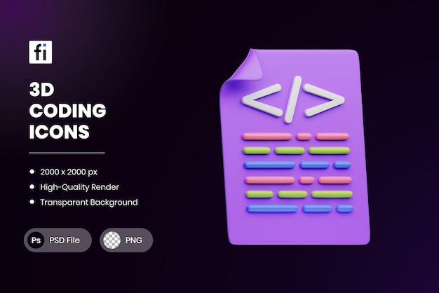 PSD 3d-illustration-codierungskodendokument