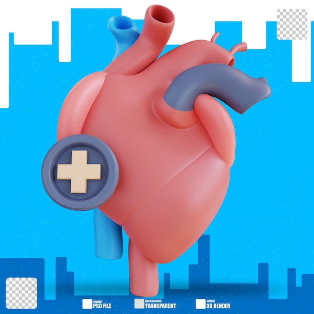 PSD 3d illustration d'un coeur sain 2