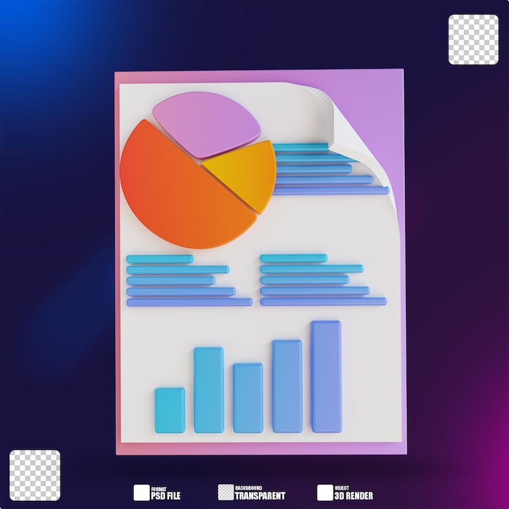 PSD 3d illustration colorful data management 3