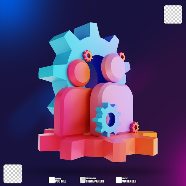 3D illustration colorful management team 2