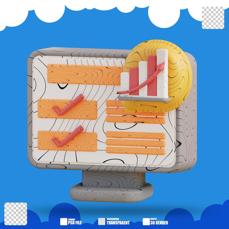PSD 3d illustration computer show graphic presentation 2