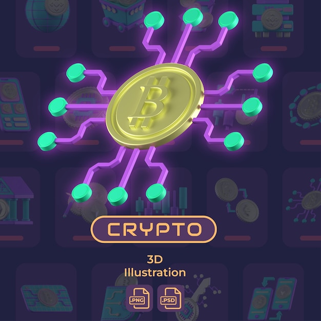 PSD 3d-illustration crypto