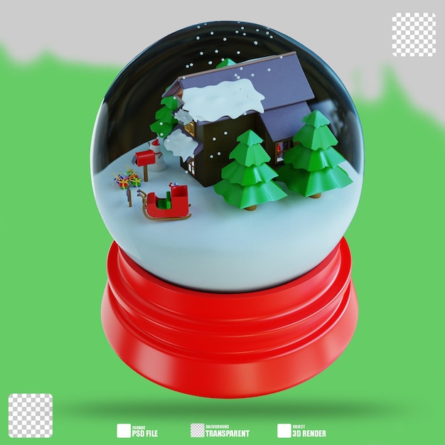 3D Illustration Crystal Snowball 3
