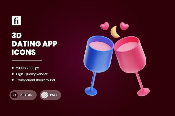 PSD 3d-illustration dating-app nacht datum