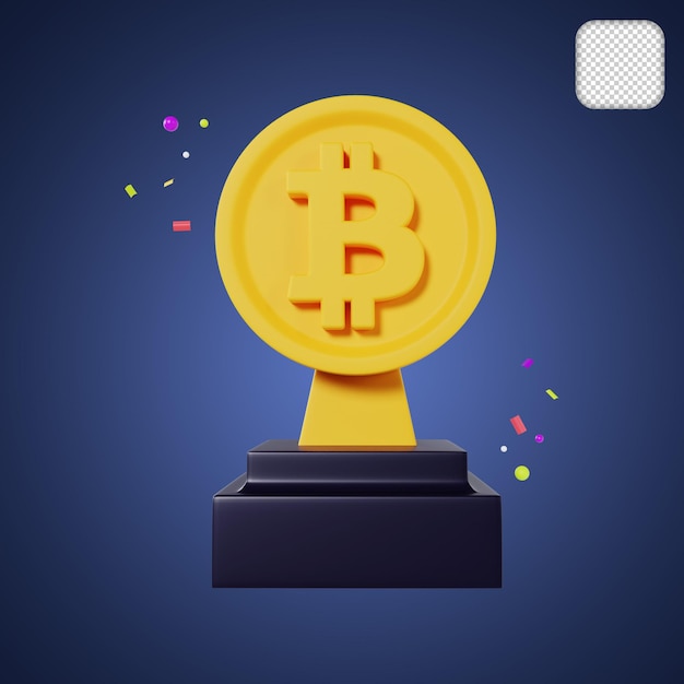 PSD 3d-illustration der bitcoin business trophy