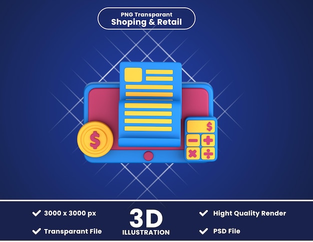 PSD 3d-illustration der buchhaltung